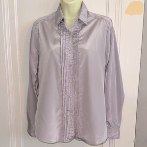Vintage 70s/80s JH Collectibles Lavender Long Sleeve Polyester Pleat Front Shirt